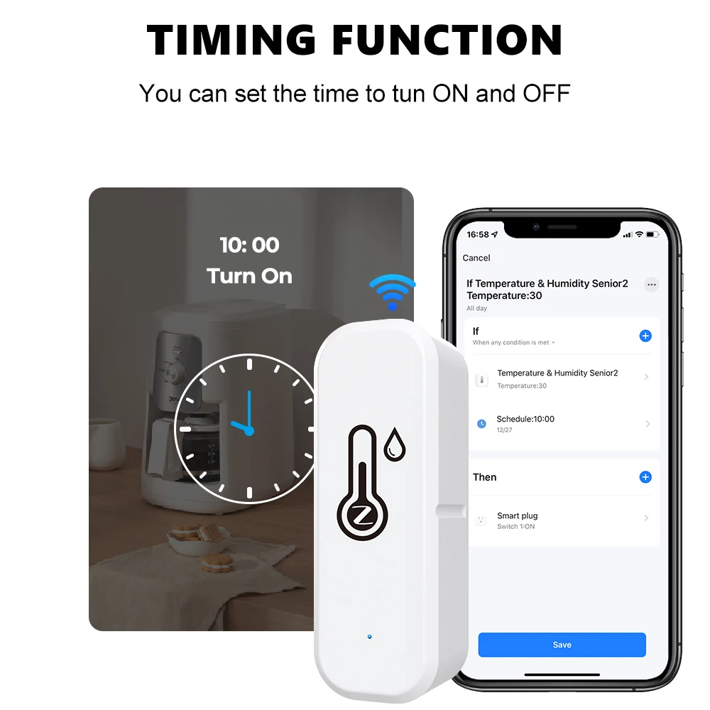 Temperature Humidity Sensor Temperature Humidity Meter Tuya ZigBee Wifi Temperature and Humidity Sensor Smart Life Remote Monitor Smart Home Indoor Hygrometer Work with Alexa Google