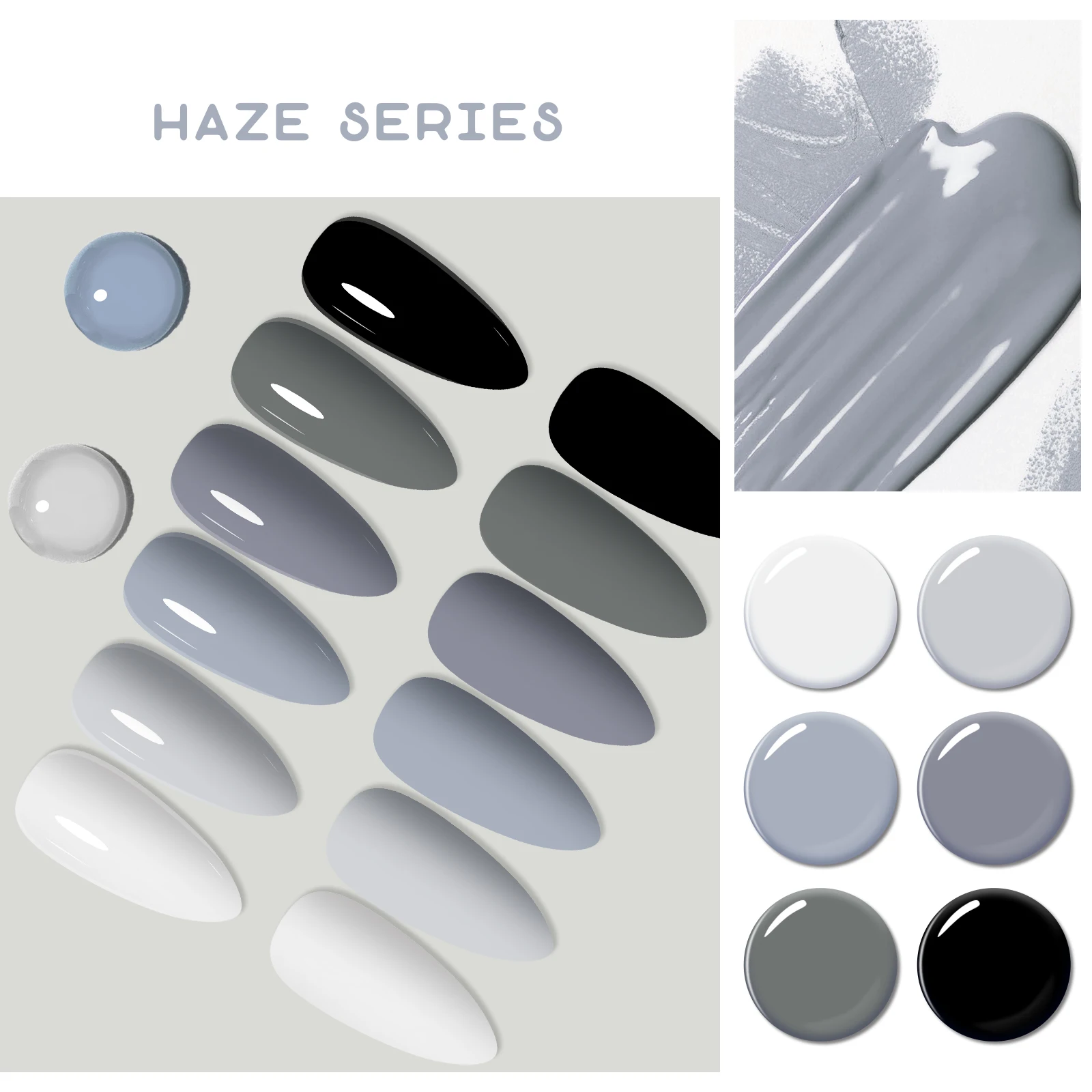 MSRUIOO 6Pcs/Set Gray Color Series Gel Nail Polish With BoxHaze Semi Permanent Nail Art Gel Varnish Manicure For Nails Winter 4