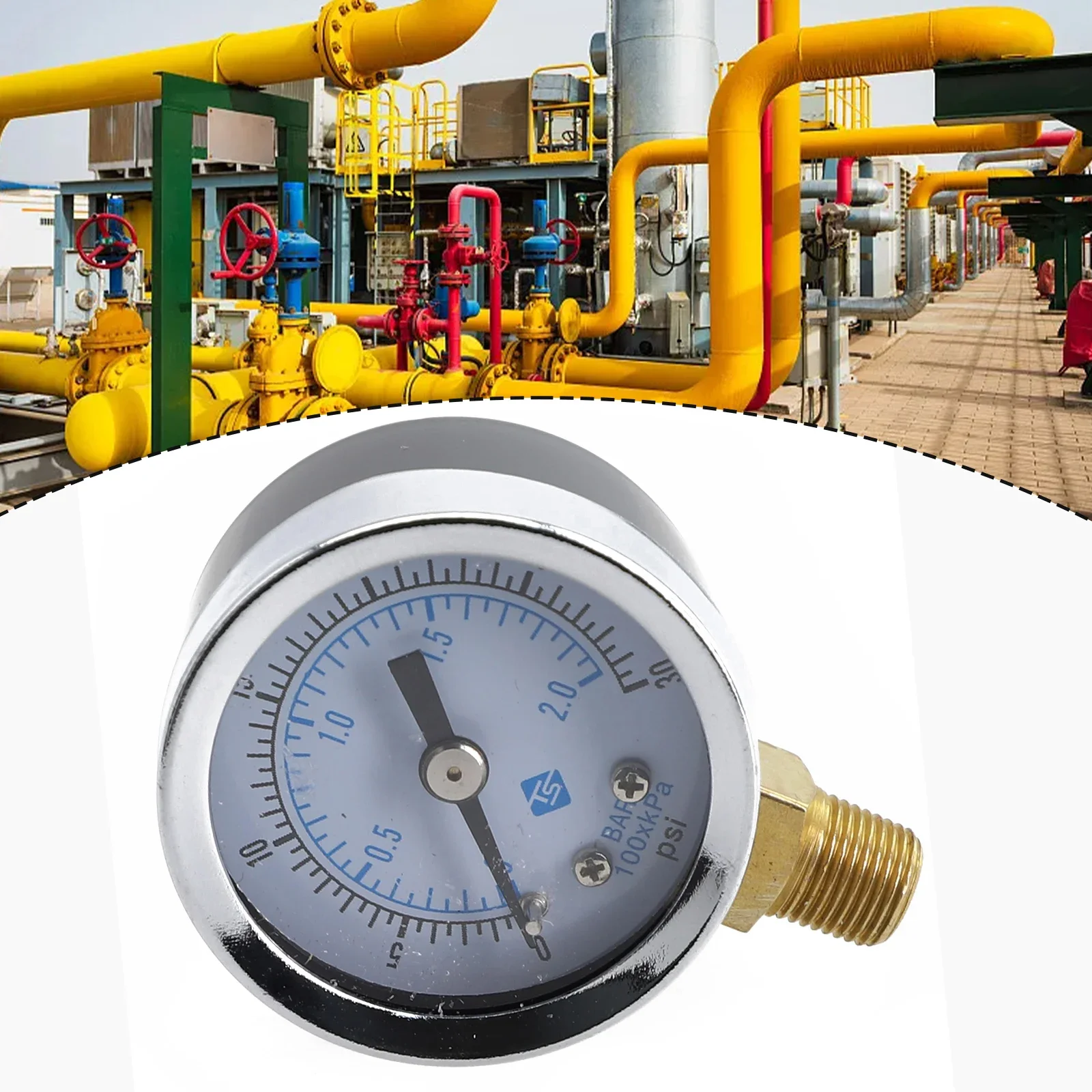1pc Pressure Gauge Low Pressure TS-Y50 40mm For Fuel Air Oil Gas Water Oil Gas Measurement Lightweight Stainless Steel Tool Part
