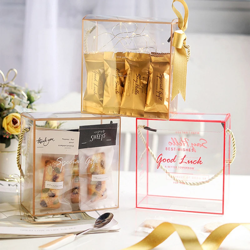 

5pcs Transparent Portable Gift Boxes For Wedding Christmas Birthday Party Candy Biscuit Gifts Packaging Box