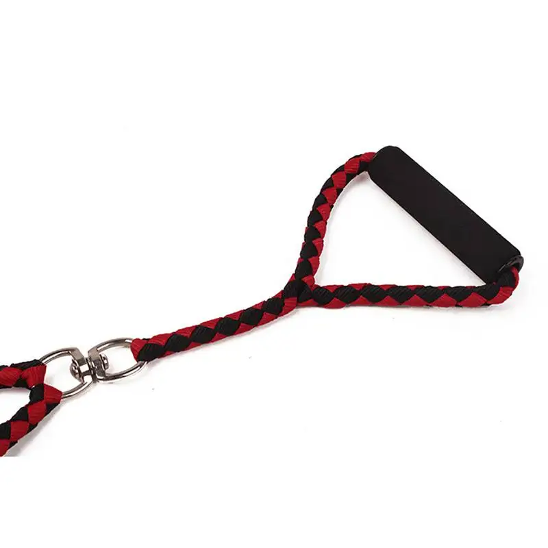 2 Way Braided Nylon Dual Dog Leash Double Lead Rope Strong Pet Leash Walking Running Leads For Couplers With Soft Padded Handle