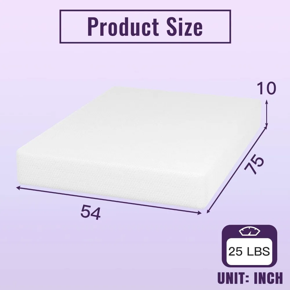 10 Inch Bamboo Charcoal Gel Memory Foam Mattress CertiPUR-US Certified Removable Soft Cover Full mattresses for Bed Frame 2