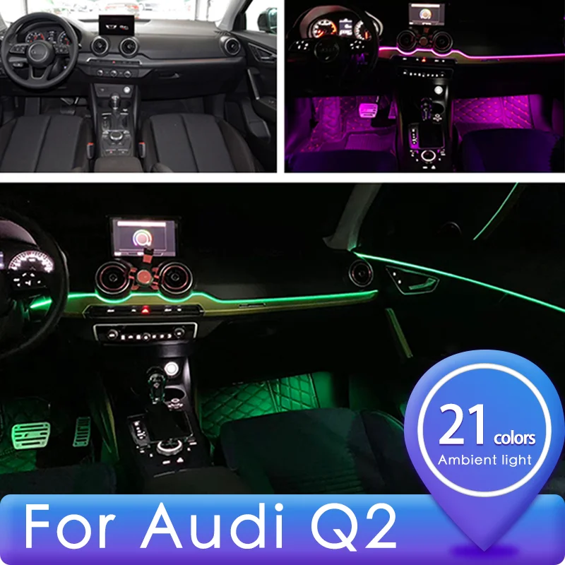2019 + Q2 32 Colori Luci Dell'Atmosfera Interna Dell'Auto Per Audi Q2 Upgrade Interni Led Decorativi Per Tuning Accessori Per Auto