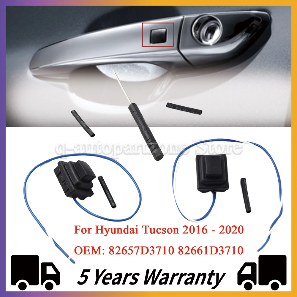 Set 2 Pulsanti Maniglia Esterna Porta Per Hyundai Tucson 2016-2020 – Gomma Nera, Lato Sinistro E Destro, OEM 82651D3710 / 82661D3710, Sostituzione Diretta