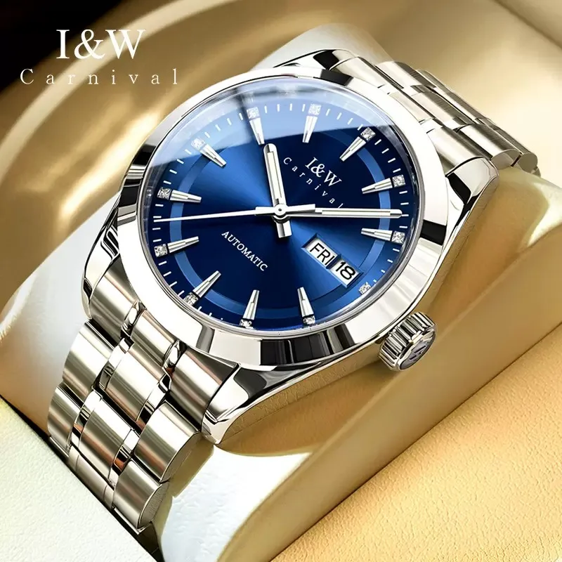 

Carnival Brand High End IW Series Fashion Blue Mechanical Watch Men 50M Waterproof Date Luxury Imported Movement Watches Mens