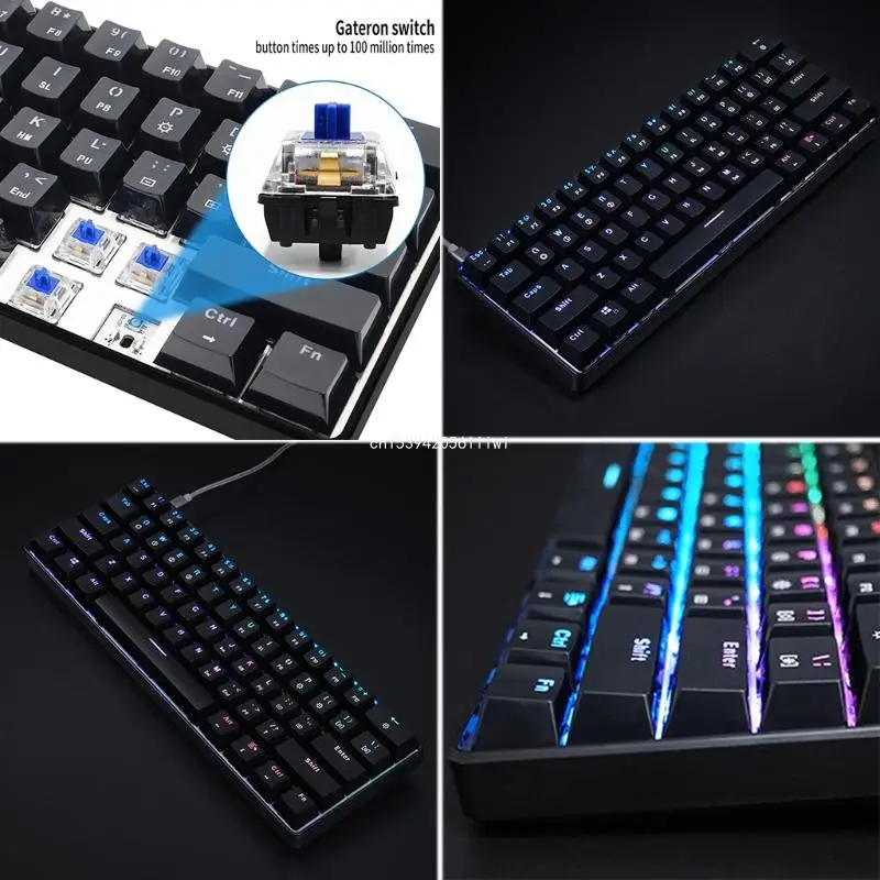 

SK61S RGB-клавиатура Bluetooth-совместимая 5.0 Беспроводная двухрежимная механическая клавиатура Прямая поставка