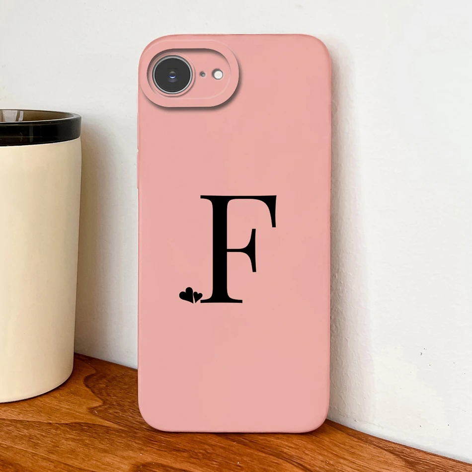 Simple Heart Letters Liquid Silicone Phone Case - Soft, Smooth, High-Quality Back Cover in Elegant Design