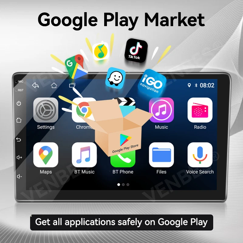 VENBES 9" Android System Autoradio 2 DIN Carplay Android Auto mit Google Play Market WIFI 2+64GB Integriertes Kühlsystem – Detail 1