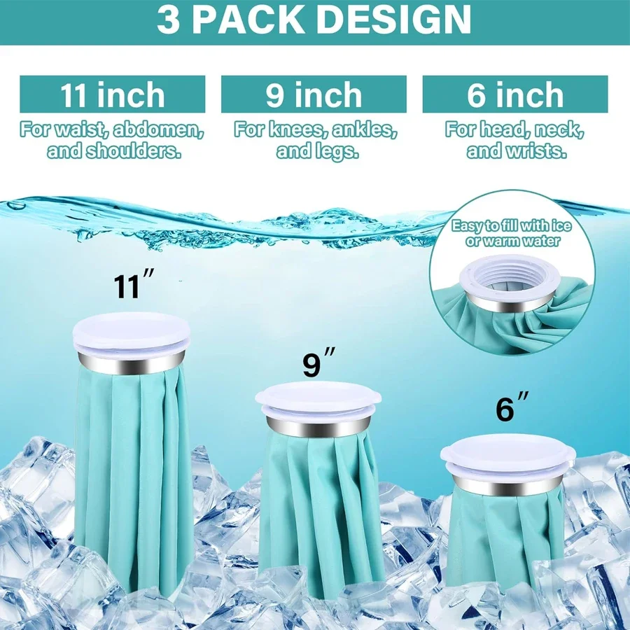 Ice Pack Bag for Injuries Reusable Ice Bag Hot Water Bag Hot & Cold Therapy for Pain Relief No-Leak Elastic Breathable Cold Pack