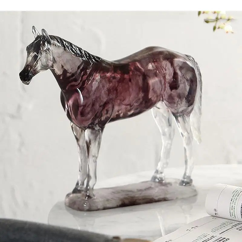 

Transparent Horse Sculpture Desk Decoration Artwork Ornaments Horse Statue Resin Crafts Room Aesthetics Decor Furnishings