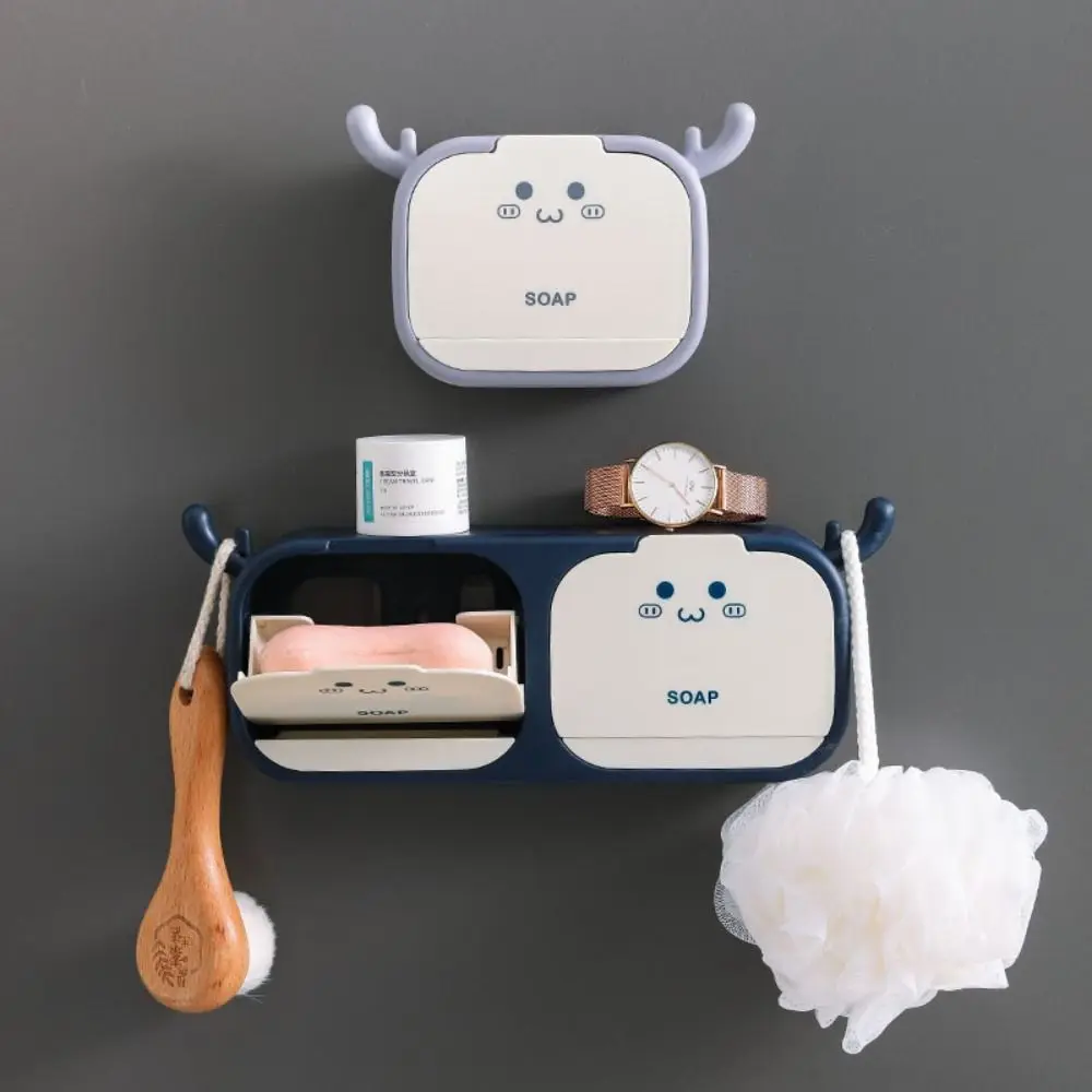 

Perforation-free Creative Drain Cartoon Flap Punch-free Soap Holder Bathroom Accessories Soap Box Storage Box