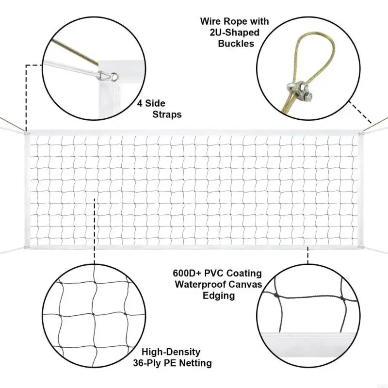 92ME Outdoor Volleyball Net Freestanding Volleyball Training Net Beach for Practice and Game