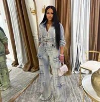 Denim Cropped Jackets 2 Piece Pant Set Sexy Outfits Y2K Streetwear 2024 Women Fall Winter Clothes Denim Jean Pant Two Piece Sets 1