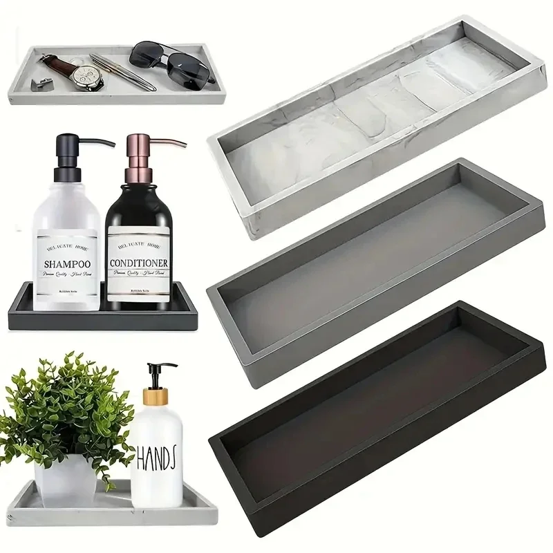 Multi-Purpose Silicone Vanity Tray For Bathroom Dressing Table Organize Soap Shampoo Perfume Jewelry 2