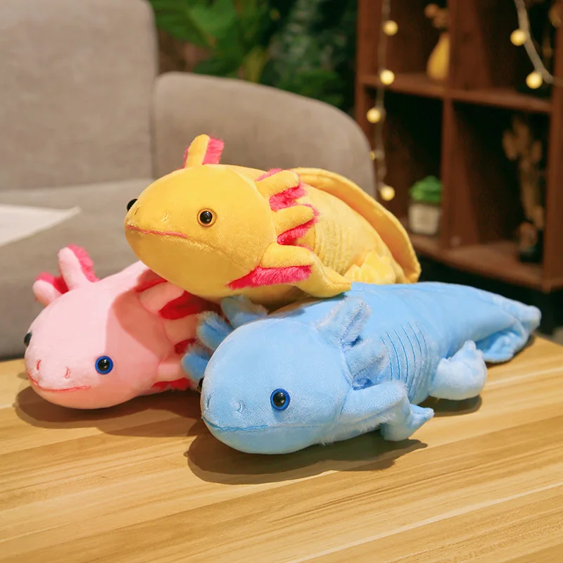 45cm 귀여운 도롱뇽 플러시 장난감 시뮬레이션 공룡 Ambystoma 인형 인형 Kawaii Mexicanum Axolotl 동물 인형 어린이를위한 선물