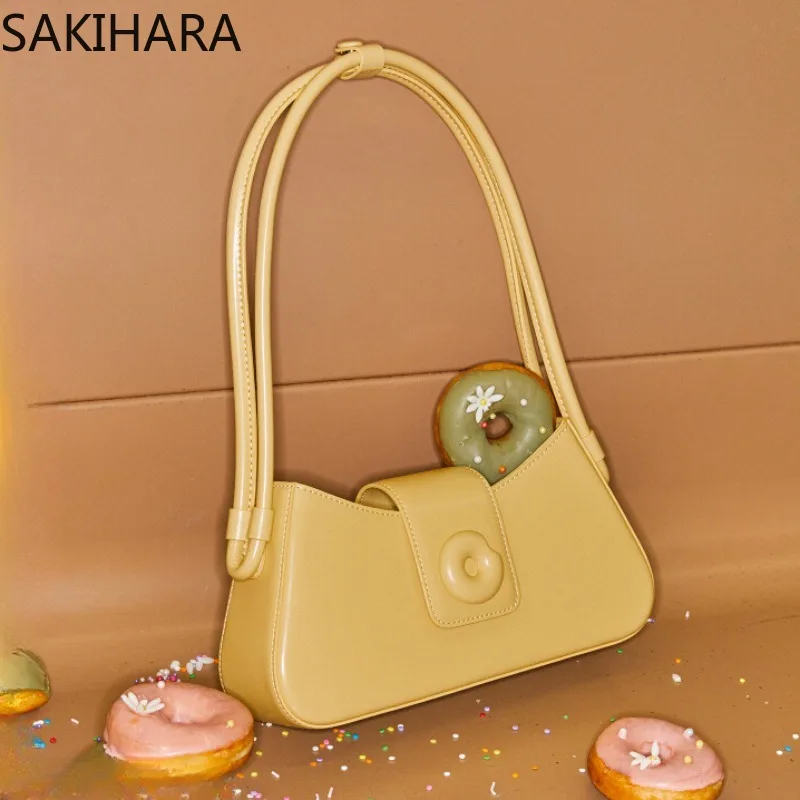 

Shoulder Bags for Women French Solid Color Cow Leather Japanese Sweet Simple Fashion Versatile Temperament Bolsos Vintage Mujer