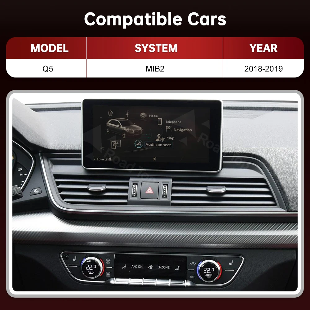 Para Audi Q5 2018-2019 Sistema MIB2 RoadTop 12.3 Pantalla Multimedia Inalámbrica para Auto con CarPlay, Android Auto, Airplay y Función Autolink 1