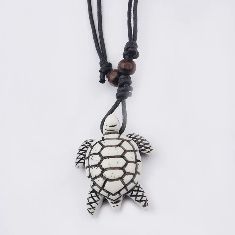 12pcs/lot Faux Yak Bone Resin White Sea Turtle Pendant Necklace Fashion Animals Charm Necklace Handmade Jewelry Wholesale
