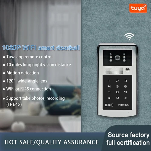 투야 스마트 비디오 초인종 카메라, 1080P 와이파이 비디오 인터콤 초인종 카메라, RFID 코드 키패드 액세스 전화 앱 잠금 해제, 신제품 3