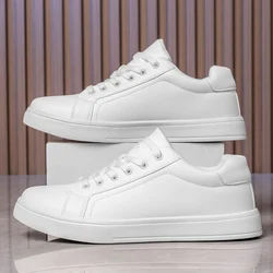 Men's Trendy Breathable Leather Casual Sneakers - 45 (WHITE)