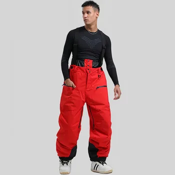 Outdoor Skiing Overalls Winter Thickening Warm New Men Women Loose Ski Strap Pants Snow Waterproof Windproof Snowboard Trousers 2