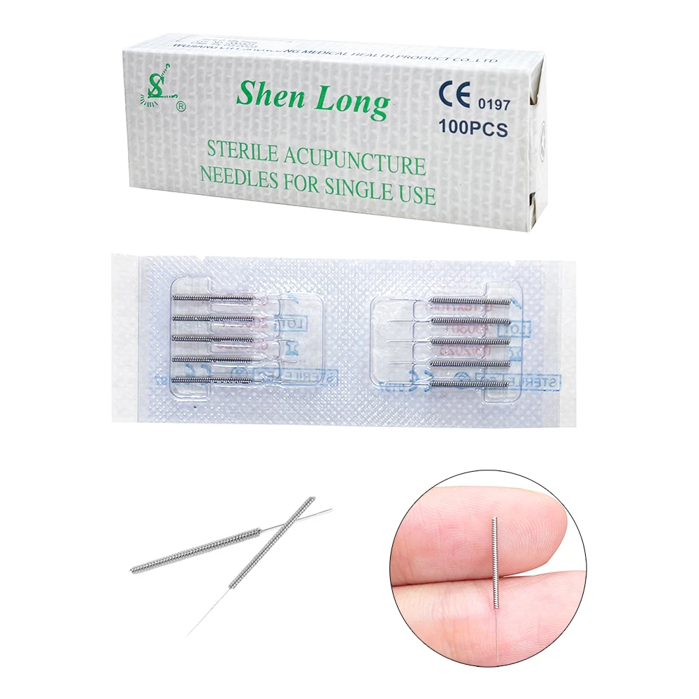 Disposable Sterility Handle Needles Sujok Needles 0.18X7mm Acupuncture Needle Dry Needing Acupoint Health SHENLONG 100 PCS disposable acupuncture needle