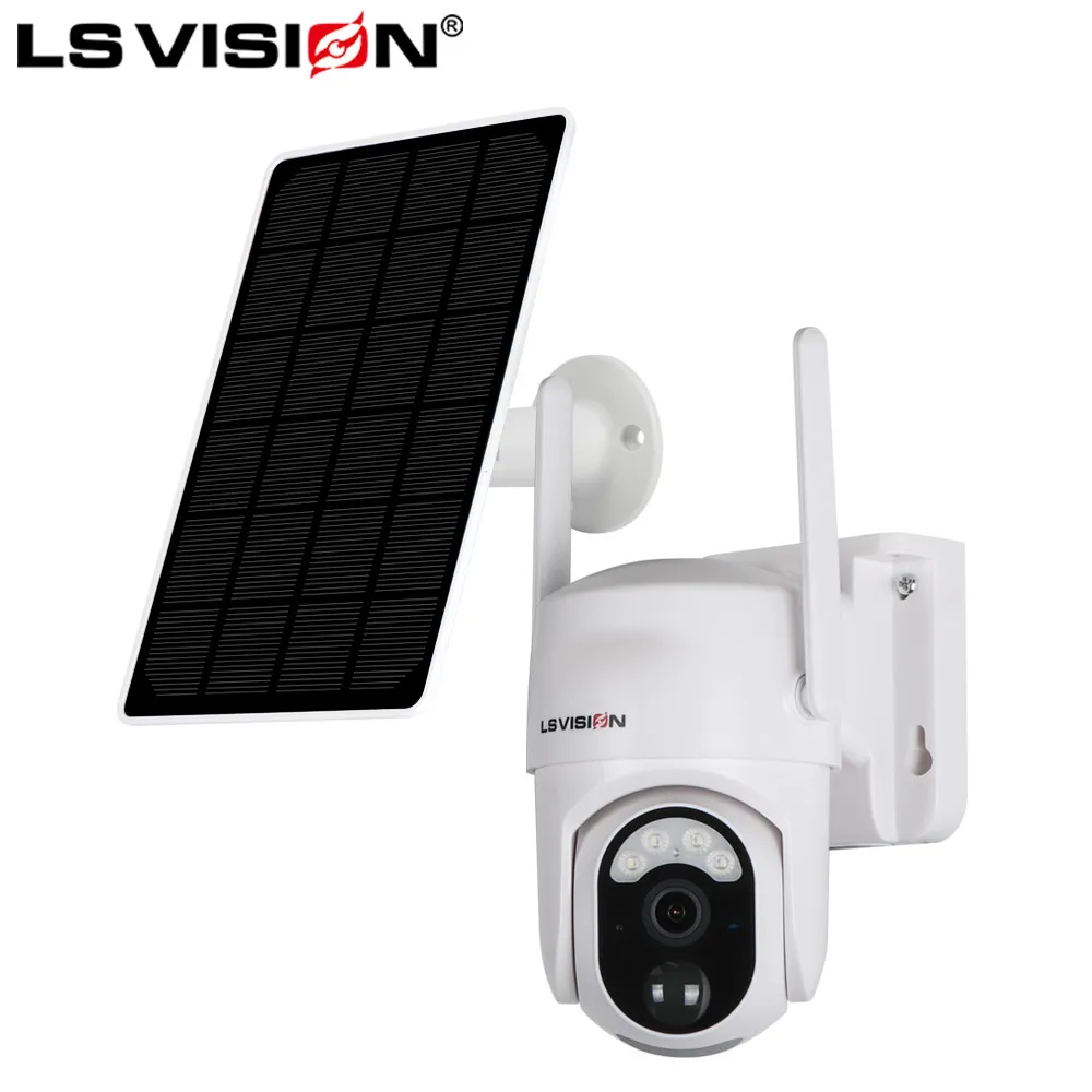LS VISION 4MP Solar Wireless Security Camera Outdoor Solar Monitor Camera Night