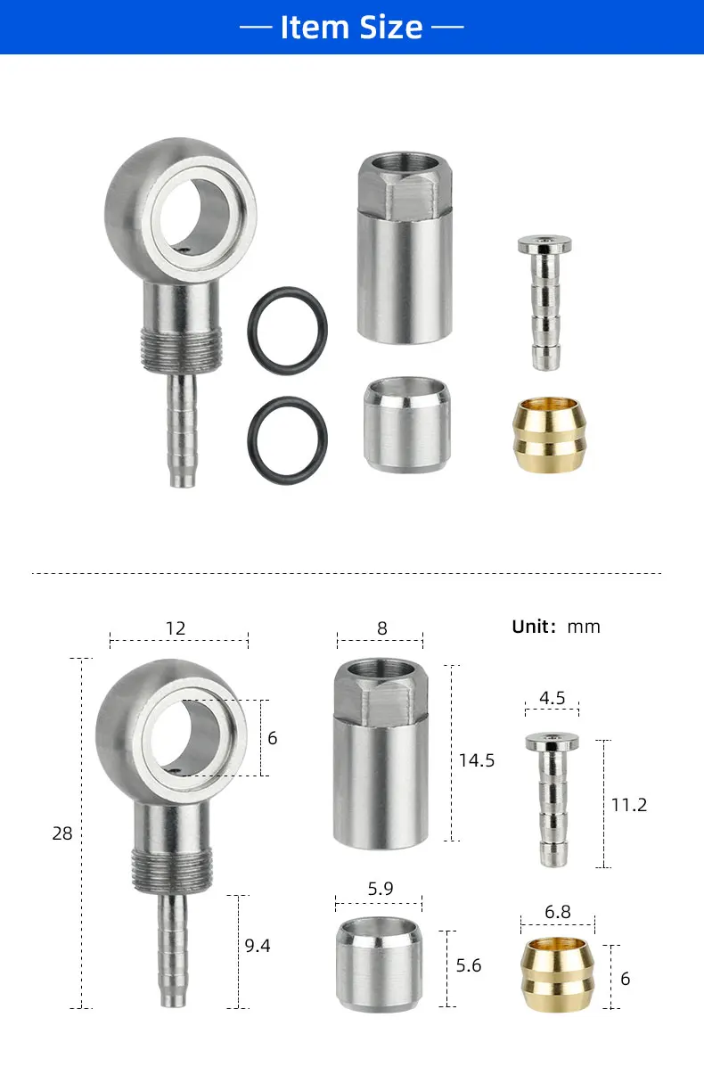 Fahrrad-Verbindungsbolzen aus Edelstahl für SHIMANO SLX XT XTR Saint BH90, gerader Banjo-Bremsschlauch, hydraulische Bremsbefestigung für Fahrräder – Detail 2