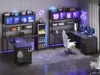 L Shaped Gaming Desk with Drawers, L Shaped Computer Hutch and Storage Shelves, Gaming Desk with Pegboard, Led Lights 4