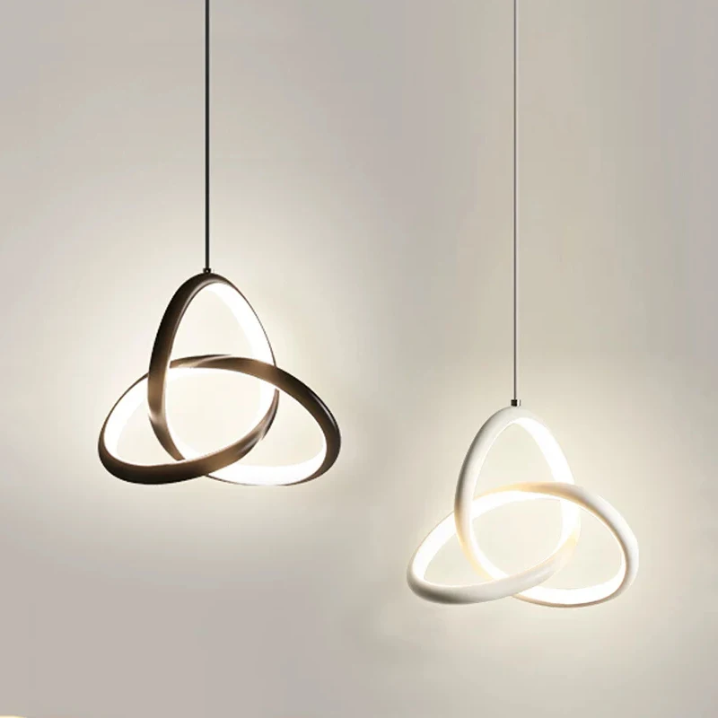 

Modern LED bedroom bedside hanging lights designer creative ring living room study household pendant lamp decorative fixtures