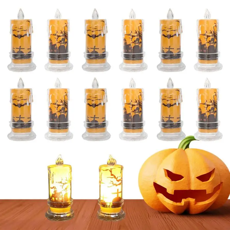 

Flameless Candle Lights Led Tea Lamp Warm White Creative Wishing LED Candle Spooky Decor Halloween Candles For Celebrate Parties