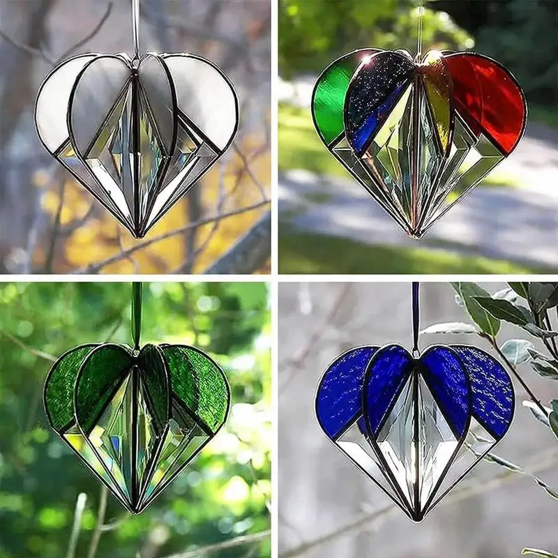 Heart Sun Catchers Indoor Window Fiberglass Garden Sun Catchers Valentine's Decor Ornaments For Bedroom Wedding 3D Handcrafted