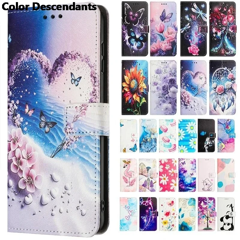 Deluxe Wallet Protection Painted Leather Phone Case with Card Holder and Flip Cover