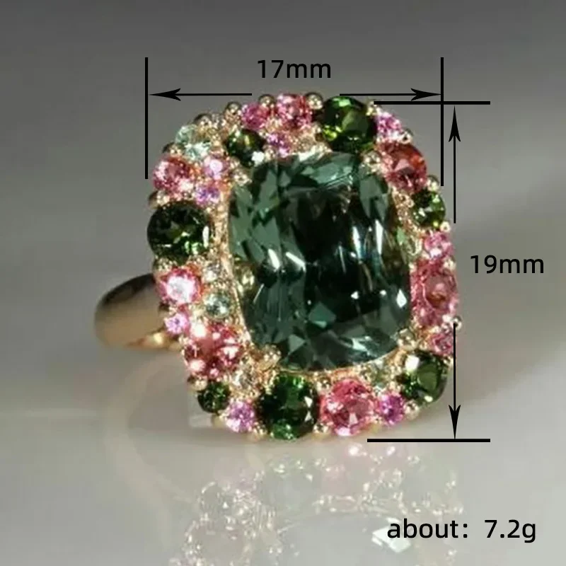 Colorful Cubic Zirconia Rings for Women Wedding Party Accessories Female Jewelry