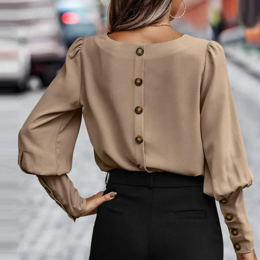 

Women Solid Color Long Sleeve Tops Stylish Women's Long Sleeve Tops Soft Texture Button Detail Versatile Casual Wear for Comfort