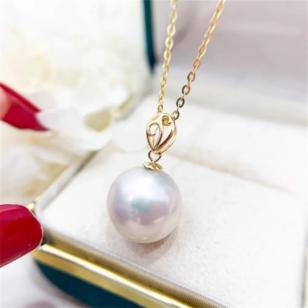 

DIY Pearl Accessories G18K Yellow & White Gold Pendant Empty Tray Fashion Necklace Pendant Female Fit 9-13mm Beads G020