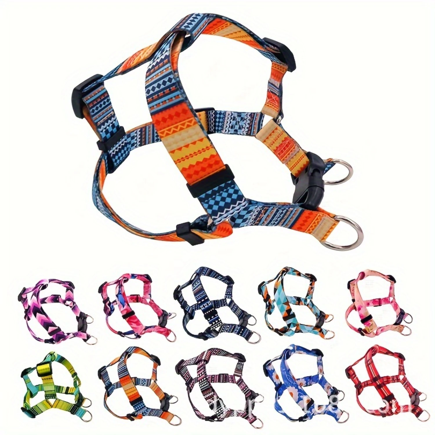 Stylish Adjustable Dog Harness Collar Leash Set