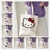 Hello Kitty Canvas Tote Bag Harajuku Y2k 90s Cartoon Girl Handbag Large Capacity Female Shoulder Bags Portable Travel Purse Gift 1