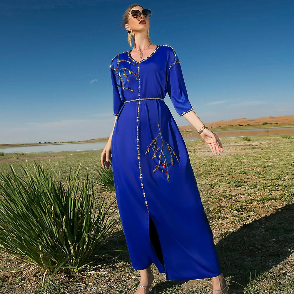 

Ramadan Moroccan Caftan Evening Dresses Dubai Luxury Diamond Gown Muslim Wedding Party Long Dress Kaftan Abayas For Women