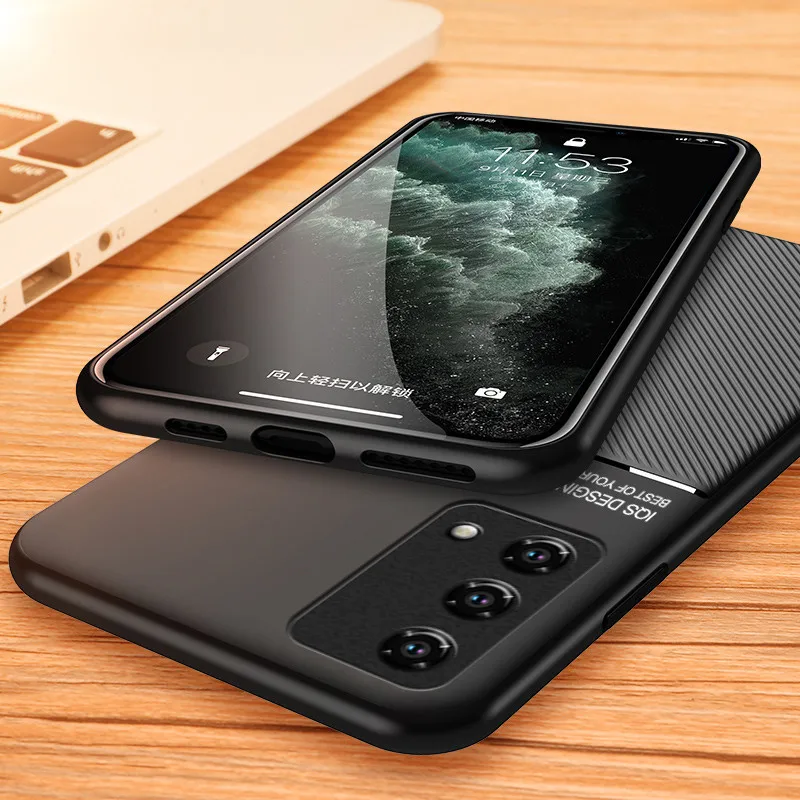 Leather Texture Magnetic Holder Shockproof Silicone Case