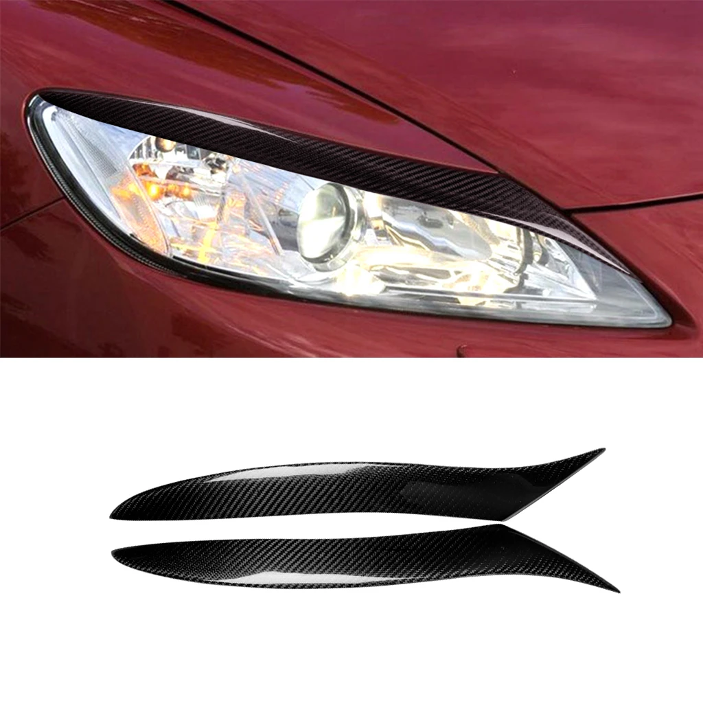 

1pair Real Carbon Fiber Car Headlights Eyebrow Eyelids Trim Cover For Mazda RX8 2009 2010 2011 2012 Car Accessories
