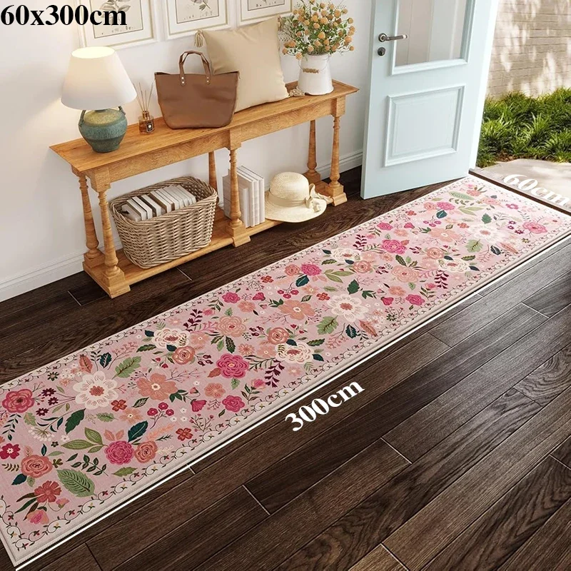 Hallway Carpet Runway Long Rug Machine Washable Folding Non-slip Floor Mat Spring Flower Home Decoration Rugs for Living Room floor mat plush rug decorative carpet silk wool rug plush carpet non slip carpet