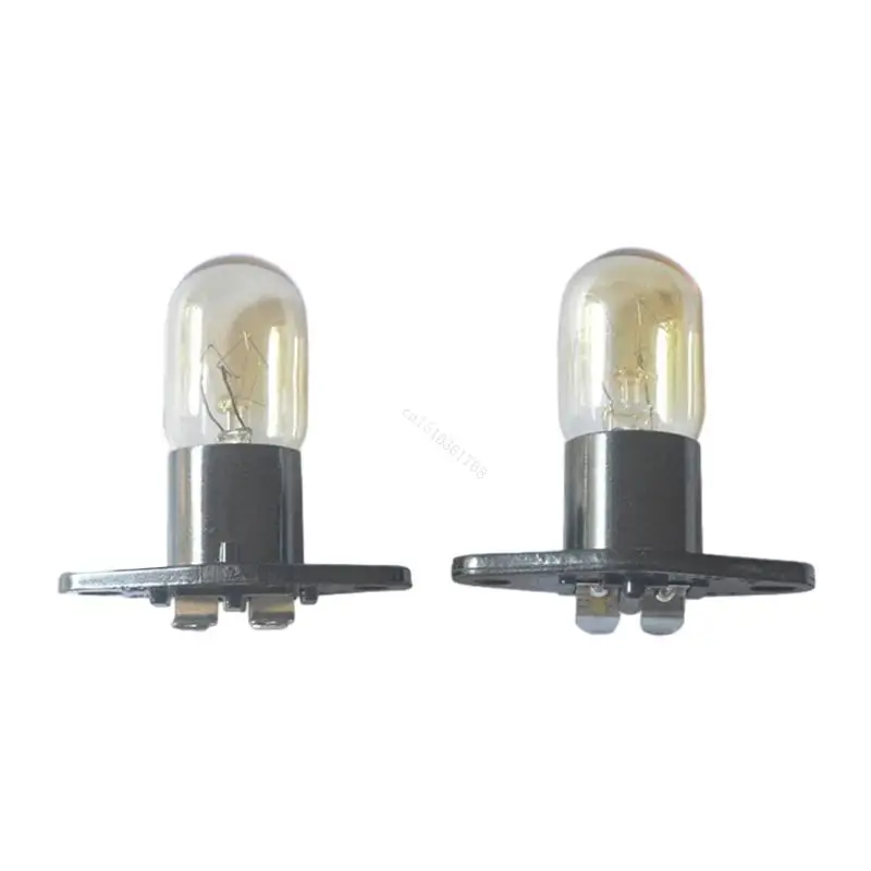 2Pcs 2A 250V 20W 2Pin Microwave Oven Bulb High Temperature Oven Light Lamp With Holder Spare Parts Kitchen Accessories