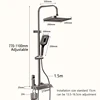 Piano Keys Shower System Set Bathroom Shower Set Gray Black Bathtub Hot and Cold Shower Faucet LED Digital Copper Tap Shower Set 6