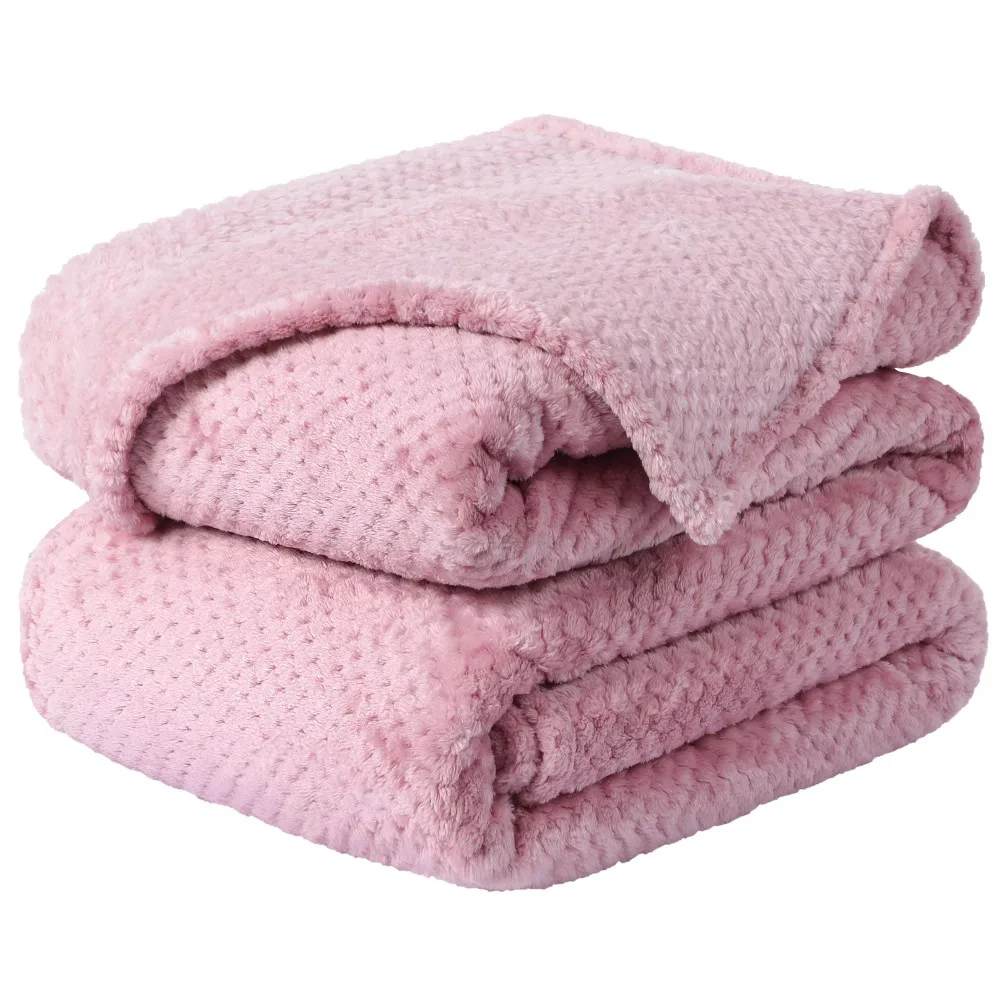 

Sofa Blankets Pink Warm Winter Blanket Solid Polyester Woven Bed Blanket Queen Home Textile Garden Free Shipping