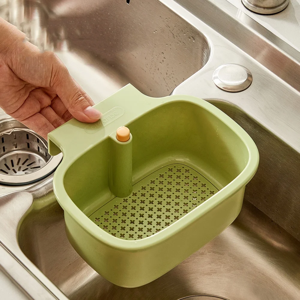 Colador Para Fregadero Con Base Desmontable - Cesta Colgante Para Residuos, Color Amarillo
