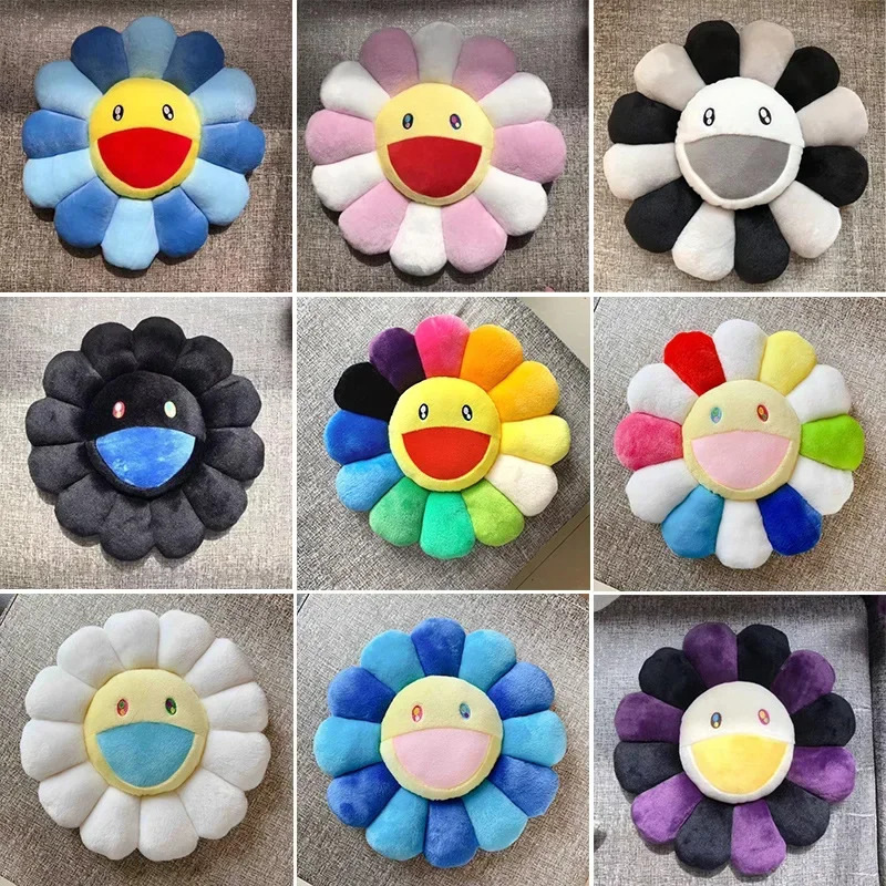 Plush Toys Chair Cushion 60cm Sunflower Pillow Japan Rainbow Daisy Flower Plush Toy Baby Kids Floor Play Mat Seat Cushion Sofa Home Car Decor