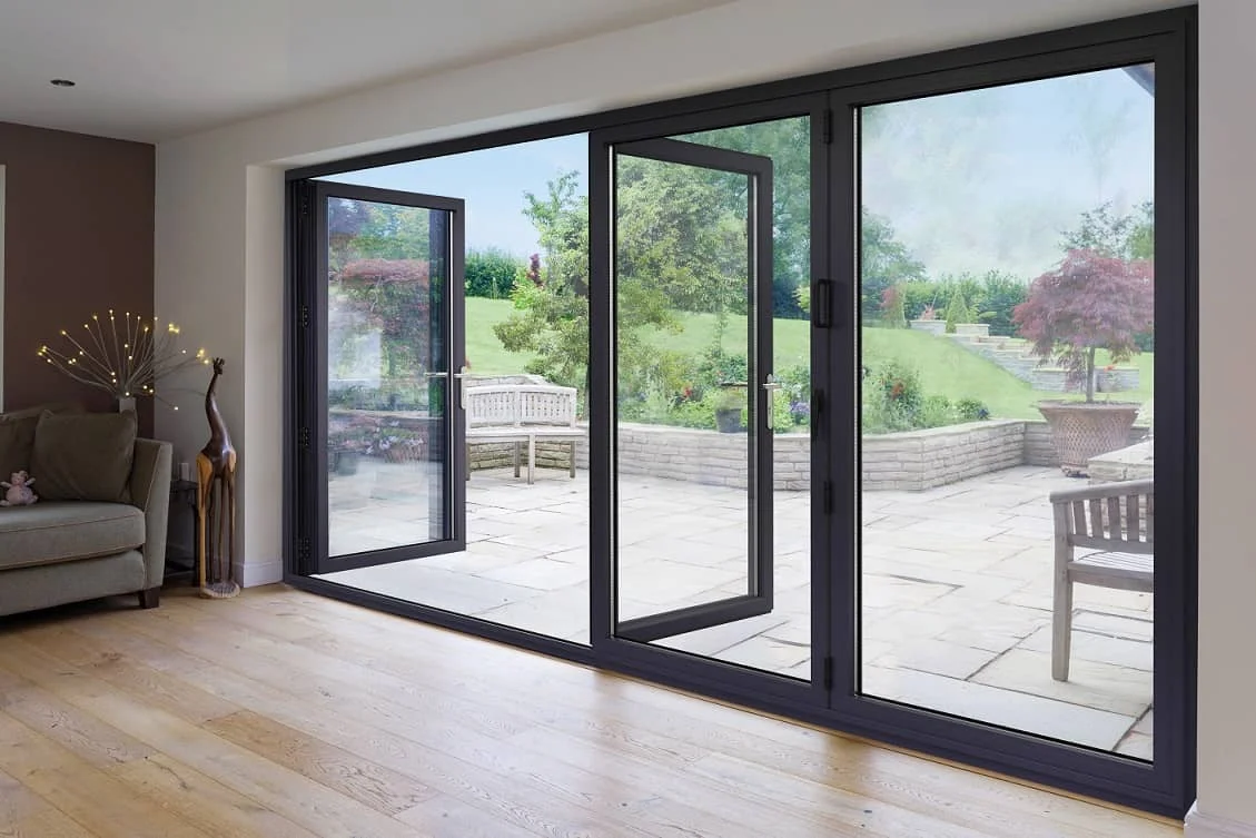 Thermal Break Aluminum Accordion Door Impact Proof Soundproof Exterior Folding Aluminum Doors Double Glazed Bi Folding Door