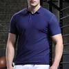 Men's Solid Colour Sports Tee Gym Fitness Training Clothes Tight Stretch Running Jersey Golf Baseball Short Sleeve Neck T-shirt 1