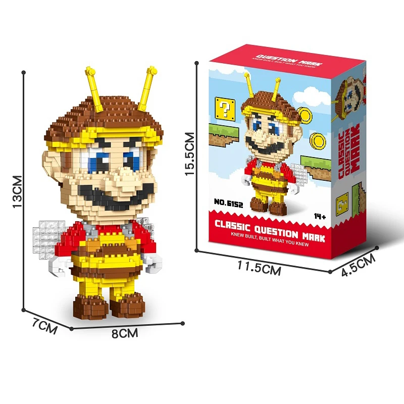 Anime Mario Building Blocks Figures Luigi Yoshi Cartoon Small Particles Assembled Block Model Dolls Toys Children Gifts 4